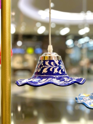 Hand Painted Ceramic Hanging Lamp Shade-D.Blue