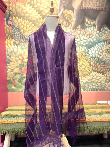 Fancy Faux Organza Dupatta with Gold Dots