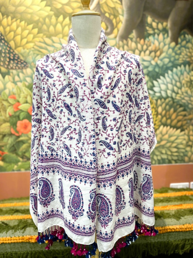 Fusion Cut Block Print Bhujodi Stole