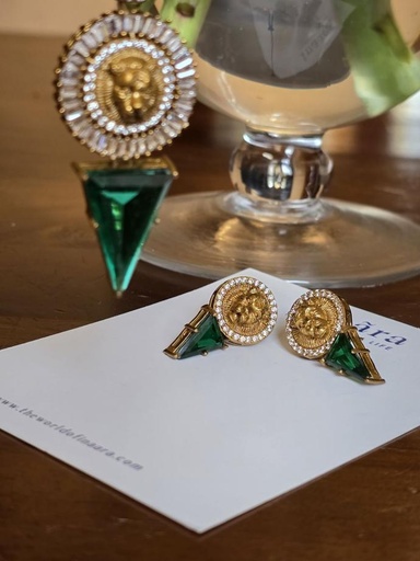 Vintage-Style w/Triangular Emerald Pendant Set