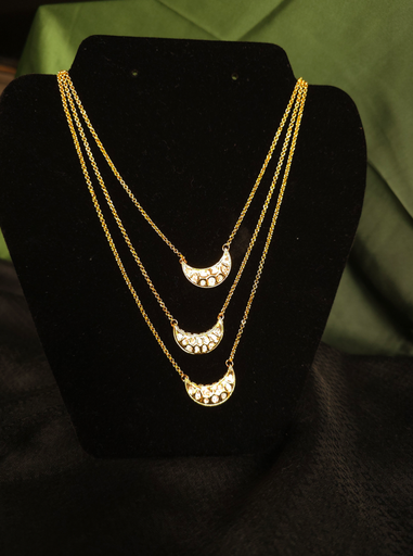 Gold Plated Layered Crescent Moon Neck