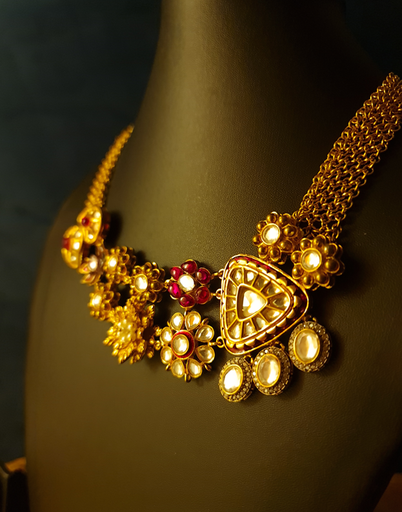 Kundan & Meenakari Floral Choker