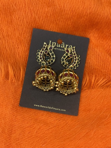 Peacock Motif Jhumka Earrings