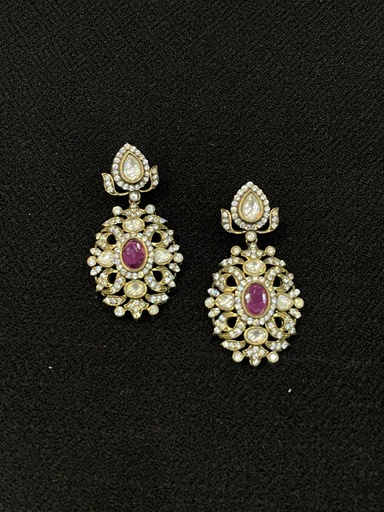 Victorian Style Agate & CZ Earrings