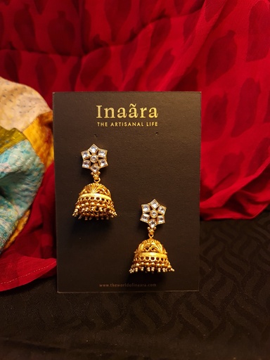 Gold Plated Kundan Jhumkas