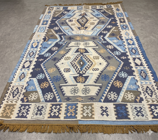 Ziyana Handwoven Dhurrie(8x5ft)-Blue
