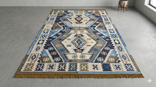 Ziyana Handwoven Dhurrie(10x8ft)-Blue