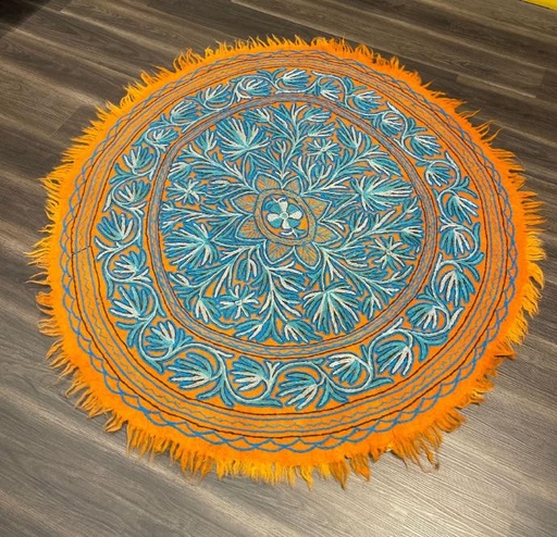 Namada Crewl Embroidery Rug Round/Orang
