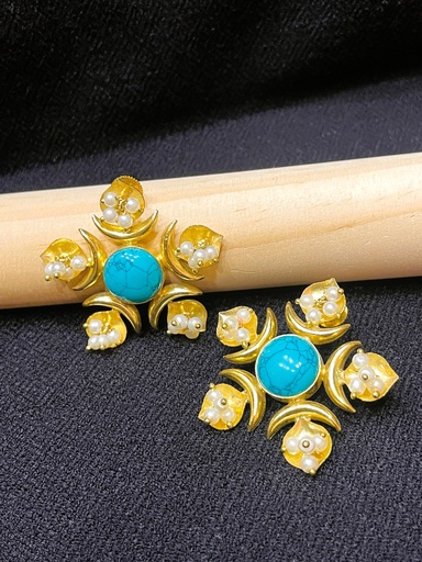 Handcrafted Floral Turquoise Earrings