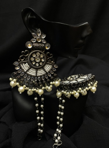Folk Style Chand Balis with Ear Chain