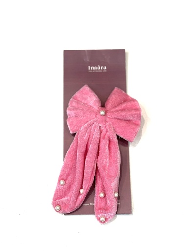 Pink Velvet Bow w/ Pearl