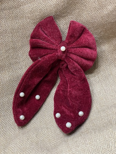 Red Bow Clip w/ Pearl