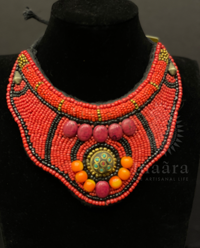 Tibetan style Beaded - Red Orange