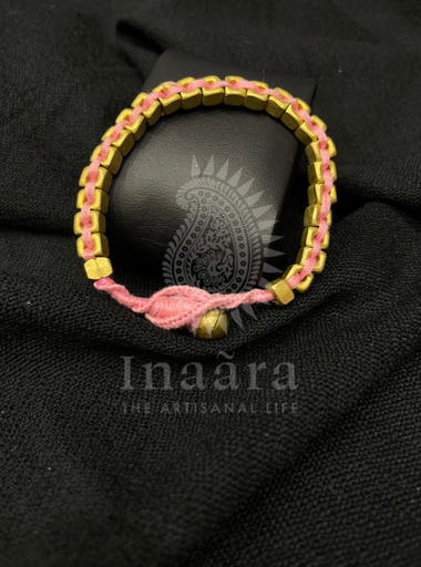 Dhokra Cube Beads Brass Bracelet