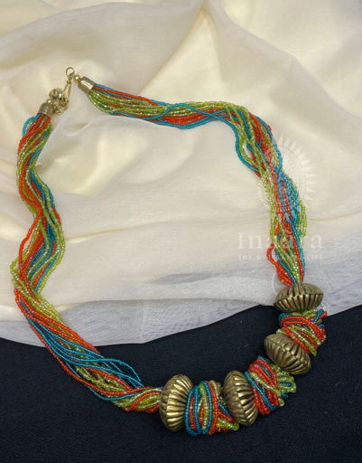 Seed Bead Multi Layered Necklace- Green