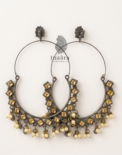Oxidized Silver-Platted Hoop Earrings