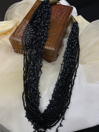 Layered Black Seed Bead Necklace