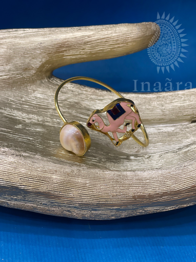 Handcrafted Wrist Cuff w/ Pink Camel