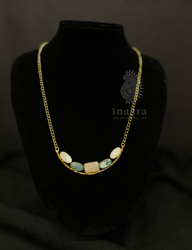 Curved Bar Necklace w/ Stones