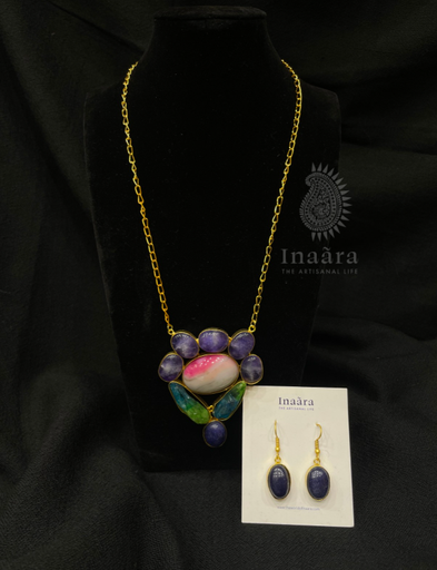 Amethyst Flower Necklace Set-Small