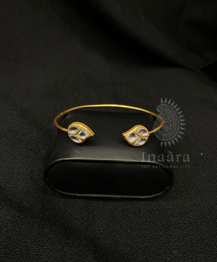 Handcrafted Leaf Motif Wrist Cuff-White