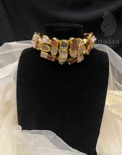 Gold-Toned Choker w/Raw Cut Stones