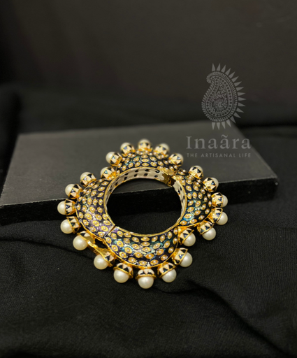 Oversized Pearl Meenakari Bangle