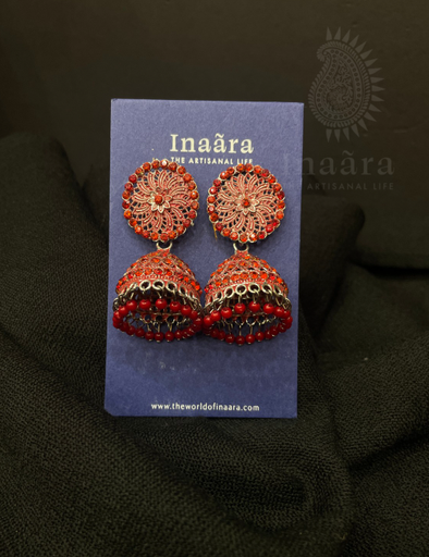 Jhumka Earring-Red