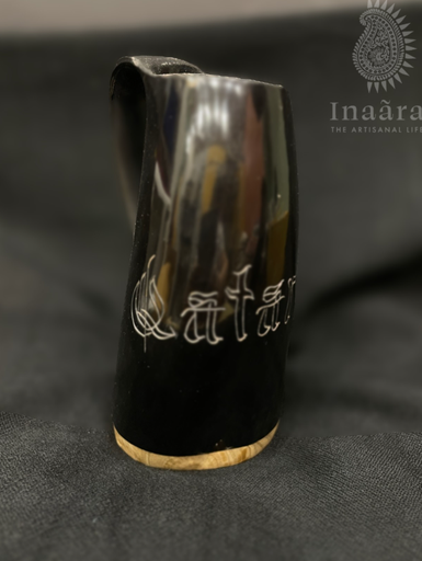 Natural Horn Mug - Qatar Engraving