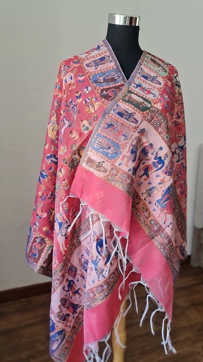 Pure Silk Shawl- Pink Printed