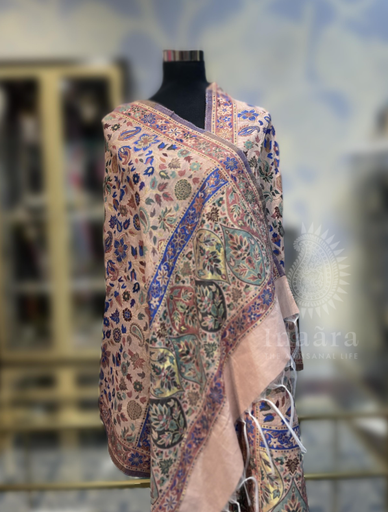 Pure Silk Kani Shawl- Peach