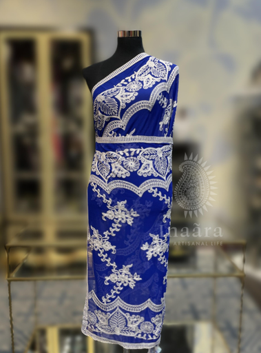 Embroidered Chiffon Dupatta - Blue