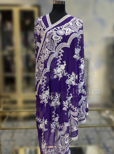 Hand Embroidery Dupatta-Purple