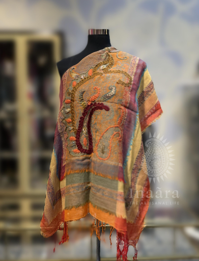 Boiled Wool Shawl-Orange