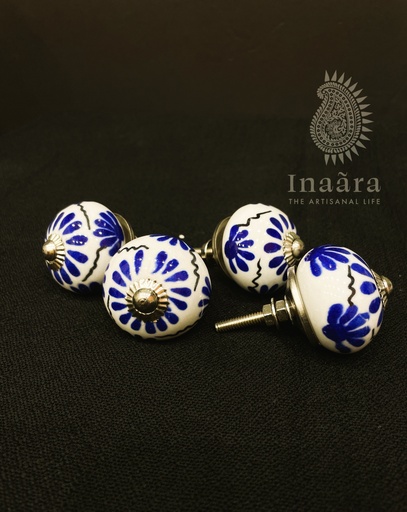 Ceramic Cabinet/Doorknob-White/Blue