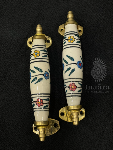 Ceramic Door Handle- Floral/2pc