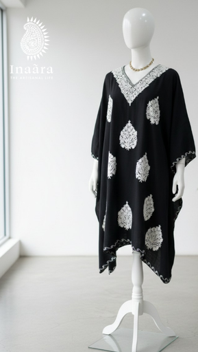 Embroidered Kaftan- Black
