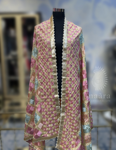 Phulkari Dupatta- Pink