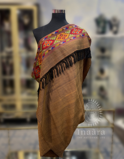 Handwoven Yak Wool Shawl- Light Brown