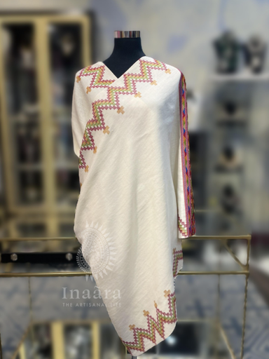 Handwoven Yak Wool Shawl- Off White