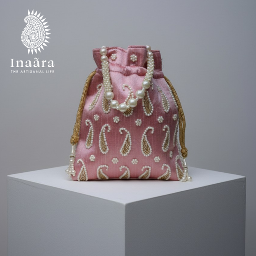 Handmade Embroidered Paisley Potli Bag-Red (copy)