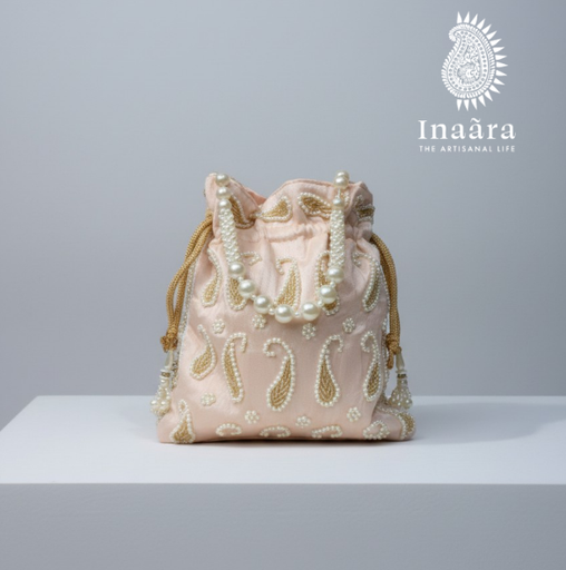 Handmade Embroid Paisley Potli Bag-Pink (copy)
