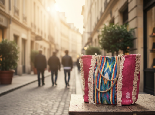 Jute Tote Bag-Red/Blue